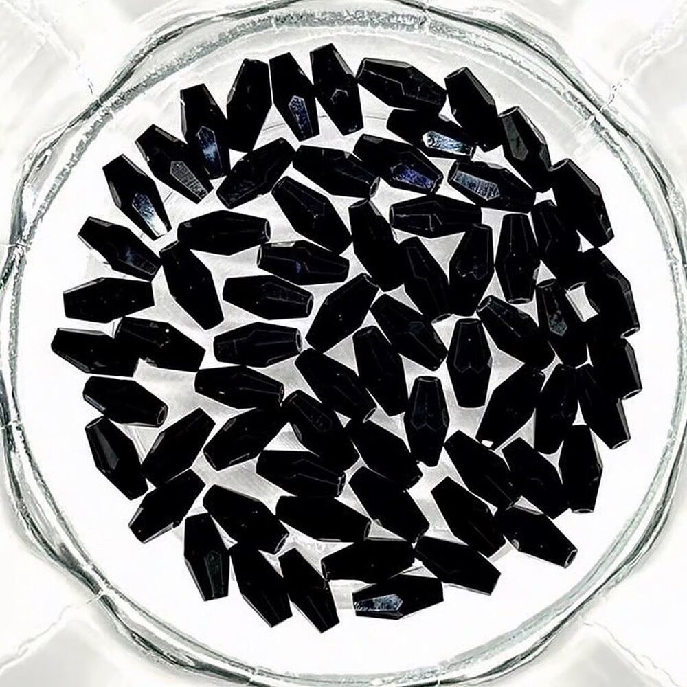 60pcs Beads for Jewelry #17919 Black Long Bicone Bead